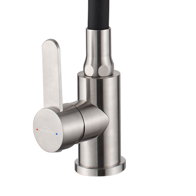 Bateria zlew. dalis z elastyczną 2f wylewką, inox / czarny BZ-64-043-L Invena
