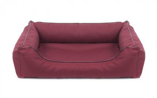 Legowisko dla psa Sofa Valencia Standard w kolorze bordowym z czarnym wykończeniem Rozmiar: XL - 120 x 90 cm - do samodzielnego złożenia