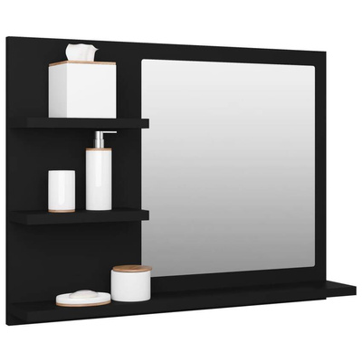 vidaXL Lustro łazienkowe, czarne 60x10,5x45cm, materiał drewnopochodny