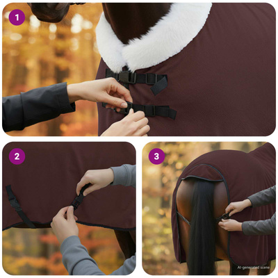 Koc dla Koni Ciemny brąz 115 cm Polarowy fleece