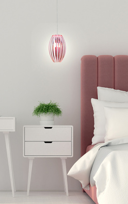 Lampa wisząca Abuko pojedyncza różowa do sypialni z tworzywa sztucznego