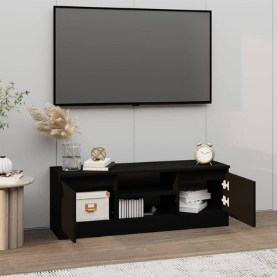 vidaXL Szafka pod TV, z drzwiczkami, czarna, 102x30x36 cm