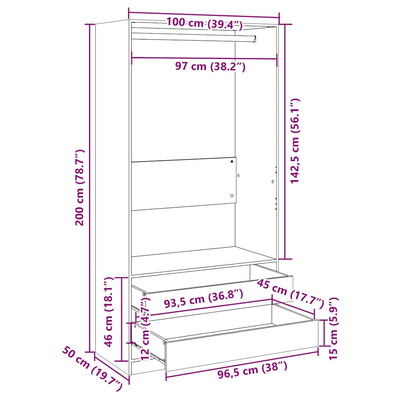 Szafa, biała, 100x50x200 cm, materiał drewnopochodny