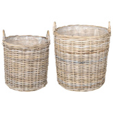 Kosz na rośliny 2 szt. Naturalna szarość Rattan Kubu