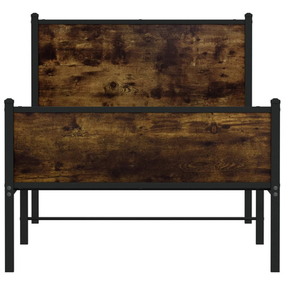 Metalowa rama łóżka, bez materaca, przydymiony dąb, 80x200 cm