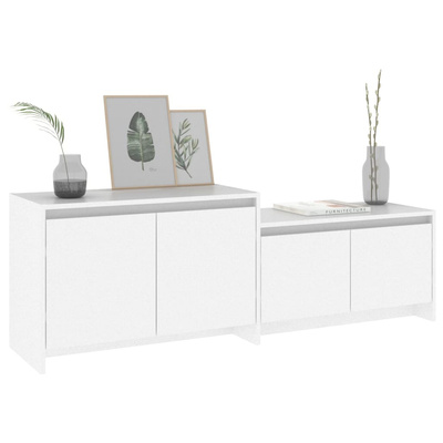 Szafka pod TV, biała, 146,5x35x50 cm, materiał drewnopochodny