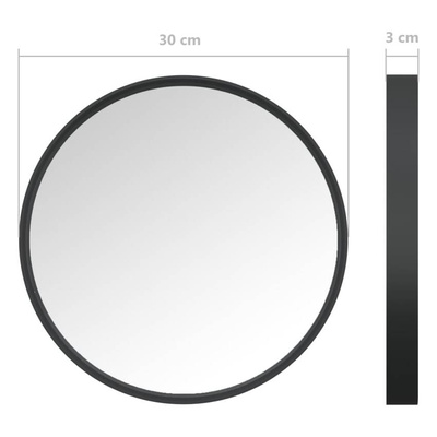vidaXL Lustro ścienne, czarne, 30 cm