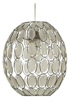 Lampa wisząca Selma biała z kryształkami pojedyncza metalowa do jadalni