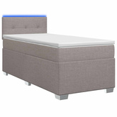 Łóżko Box Spring z materacem i LED Ciemnoszary 100 x 200 cm