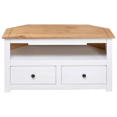 vidaXL Narożna szafka pod TV, biała, 93x49x49 cm, sosna, seria Panama