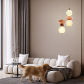 FLORES lampa wisząca mosiężny+brązowy+pomarańczowy 10W LED 3000K klosz biały