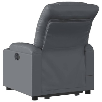 vidaXL Podnoszony fotel masujący, rozkładany, szary, ekoskóra model standard