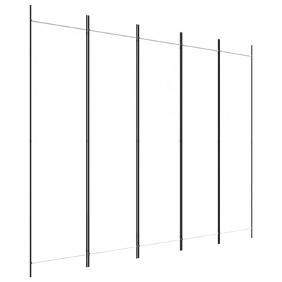 Parawan 5-panelowy, biały, 250x200 cm, tkanina