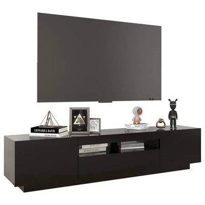 Szafka pod TV z oświetleniem LED, czarna, 180x35x40 cm vidaXL