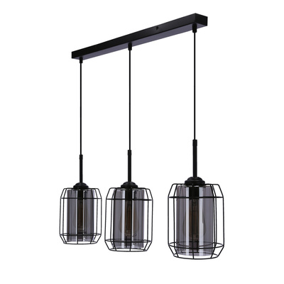 Jonera lampa wisząca czarny 3x40 E27 klosz dymiony 33-08435