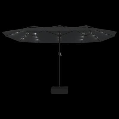 Podwójny parasol ogrodowy z LED, antracytowy, 449x245 cm