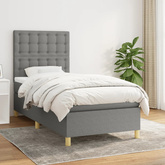 vidaXL Łóżko kontynentalne z materacem, ciemnoszara tkanina 90x200 cm wariant 24