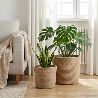 Zestaw doniczek 2 pcs naturalny ? 28 x 28 cm 100% Juta Tossa