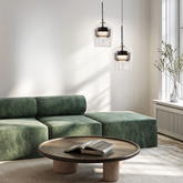 Lampa wisząca Glaxi szklana szara transparentna do salonu GX53