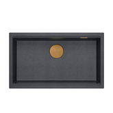 LOGAN 110 GraniteQ zlewozmywak black diamond 76x44x23,5 cm 1-komorowy podwieszany z syfonem manualnym miedziany