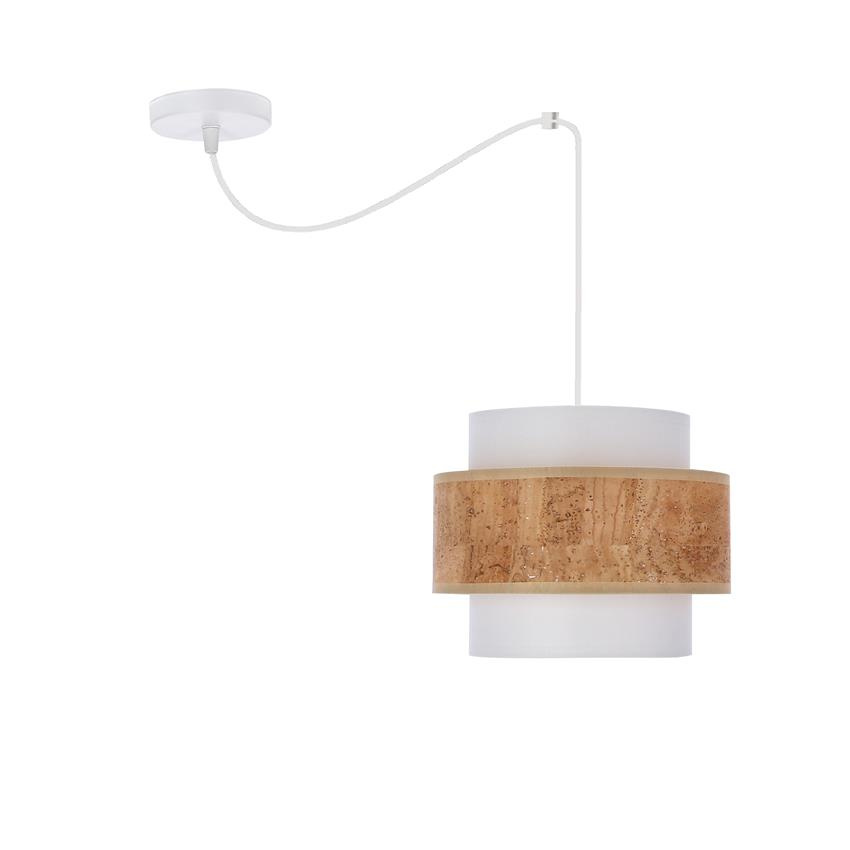 Lampa wisząca z abażurem Cork biała do salonu i jadalni
