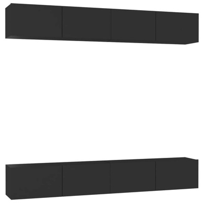 vidaXL Szafki telewizyjne, 4 szt., czarne, 100x30x30 cm, płyta wiórowa