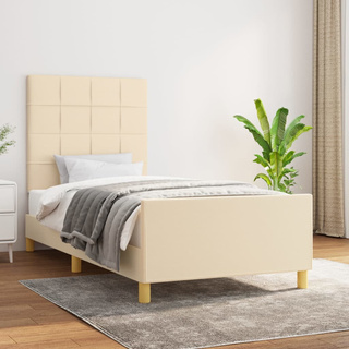 vidaXL Rama łóżka z zagłówkiem, kremowa, 80x200 cm, obita tkaniną model standard