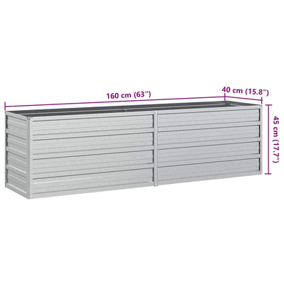 Donica do podwyższonej rabaty, 160x40x45 cm, stal galwanizowana