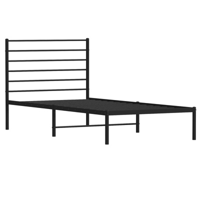 Metalowa rama łóżka z wezgłowiem, czarna, 80x200 cm model standard
