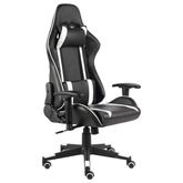Obrotowy fotel gamingowy, biały, PVC vidaXL