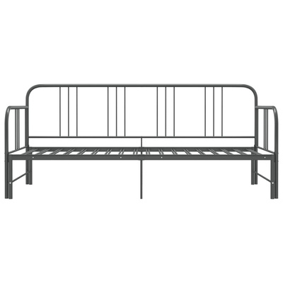 Sofa z wysuwaną ramą łóżka, szara, metalowa, 90x200 cm