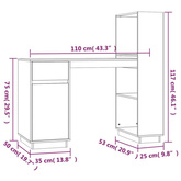 vidaXL Biurko, czarne, 110x53x117 cm, lite drewno sosnowe
