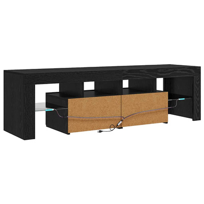 Szafka pod TV z oświetleniem LED, czarny dąb, 140x36,5x40 cm