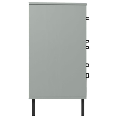 vidaXL Komoda OSLO z 3 szufladami, szara, 77x40x79,5 cm, lite drewno