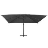 Parasol z LED i aluminiowym słupkiem, 400x300 cm, antracytowy