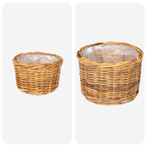Kosz na rośliny 2 szt. Naturalny Brąz Rattan Kubu