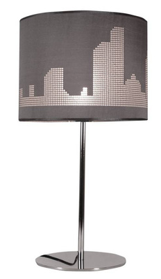 Lampka nocna Manhattan szara z abażurem nowoczesna lampka stołowa