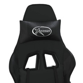 vidaXL Masujący fotel gamingowy z podnóżkiem, czarny, sztuczna skóra