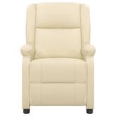vidaXL Podnoszony fotel masujący, kremowy, skóra naturalna