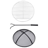 vidaXL Mozaikowe palenisko ze stolikiem, czarno-białe, 68 cm, ceramika