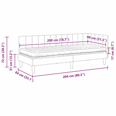 Rama Łóżka Narożnego z Materacem 2 szt. Żółty 80 x 200 cm