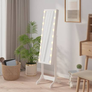 vidaXL Lustro stojące z LED, białe, 34x37x146 cm