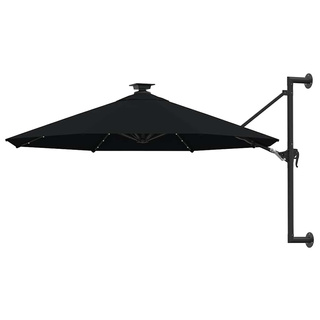 Parasol ogrodowy z LED, ścienny, 300 cm, czarny