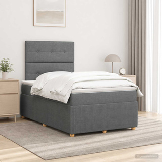 Łóżko z box spring LED z materacem ciemnoszary 120 x 190 cm