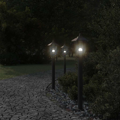 Lampa ogrodowa na słupku, czarna, 80 cm, stal nierdzewna