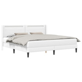 Ramka łóżka z paskami LED Biały 180 x 200 cm Ekoskóra
