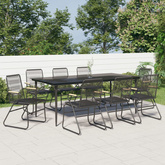 9-częściowy zestaw mebli ogrodowych, czarny, rattan PVC