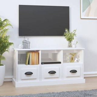 vidaXL Szafka pod TV, wysoki połysk, biała, 100x35x50 cm