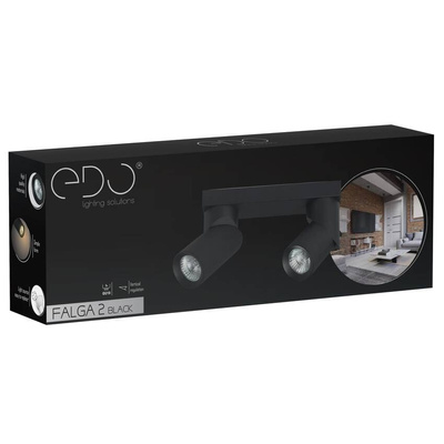 Oprawa punktowa natynkowa listwa FALGA 2 Black spot 2xGU10 czarny EDO777442 EDO Solutions