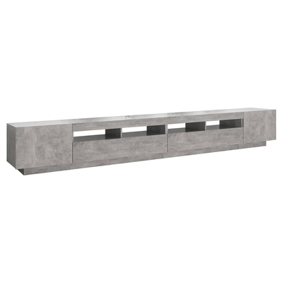 vidaXL Szafka pod TV z oświetleniem LED, szarość betonu, 300x35x40 cm